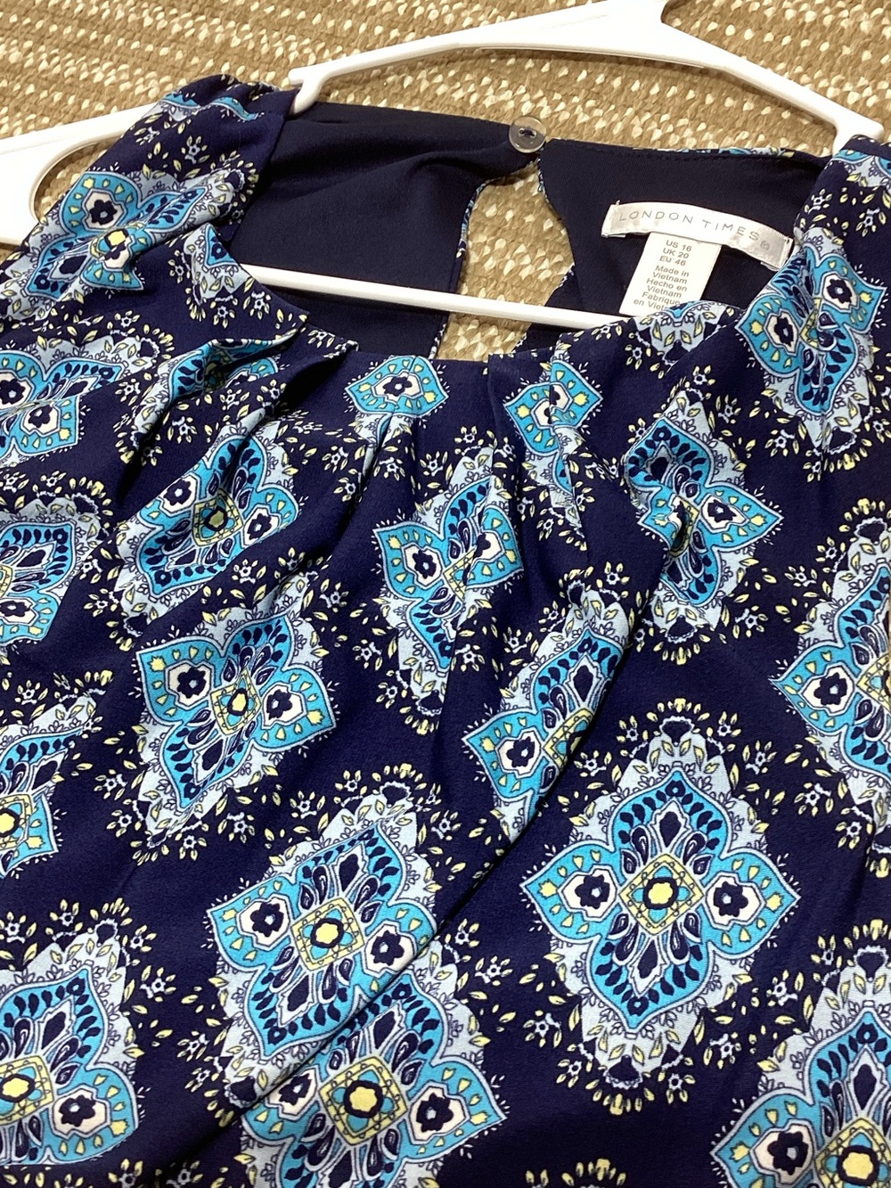 London Times Size 16 Navy and Blue Printed Halter Maxi Dress - Picture 12 of 14
